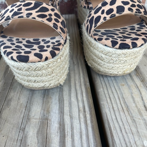 Ladies Qupid Big Bang Tan Leopard Print Platform Sandals With Box Size 6 - Picture 7 of 13